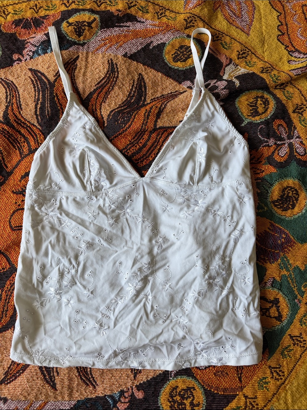 Urban Outfitters Women's White Eyelet Cami Tank Top